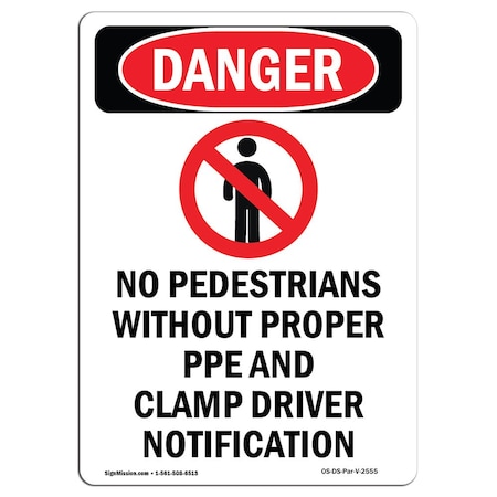 Signmission OSHA Sign, No Pedestrians W/O, 18in X 12in Decal, 12" W, 18" L, Portrait, No Pedestrians Without OS-DS-D-1218-V-2555